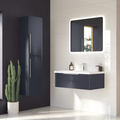 Utopia HeyU Ripple bathroom furniture in Iridescent Bronze at Burge and Gunson showroom Colliers Wood