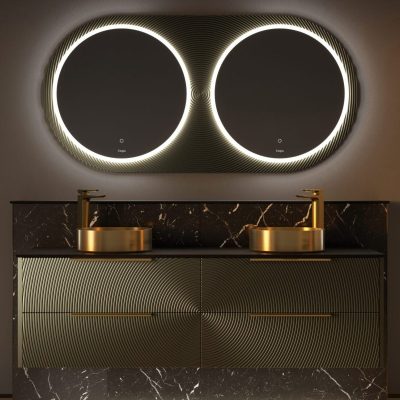 Utopia HeyU Ripple bathroom furniture in Iridescent Bronze at Burge and Gunson showroom Colliers Wood