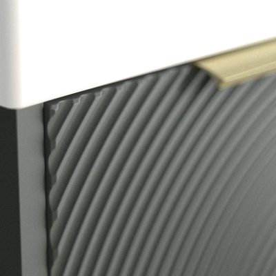 Utopia HeyU Ripple bathroom furniture in Iridescent Bronze at Burge and Gunson showroom Colliers Wood